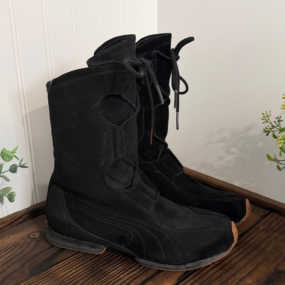 Puma x Mahanuala black sueded leather lace-up boots Japanese style vintage - Picture 3 of 9